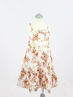 Girl's JANIE & JACK White Floral Print Cotton Poplin A-Line Tent Dress, Size 4Y